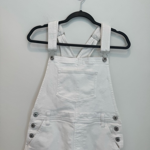 AG Adriano Goldschmied  Jeans White Denim Kaitlin Mini Skirt Overalls Denim M - Picture 2 of 13